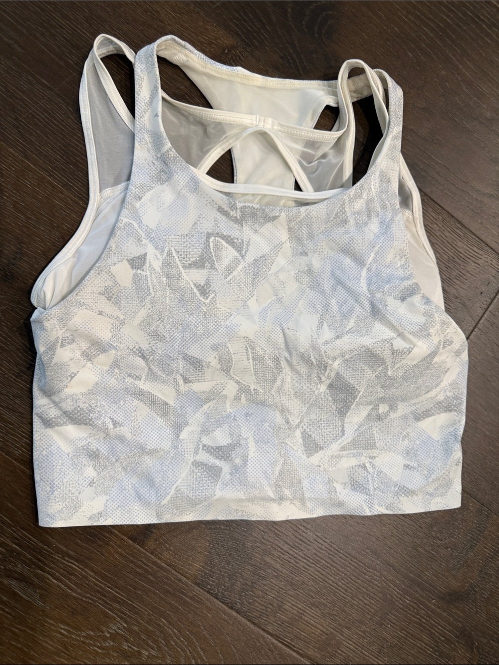 lululemon athletica White and Light Gray Patterned Racerback Sports Bra